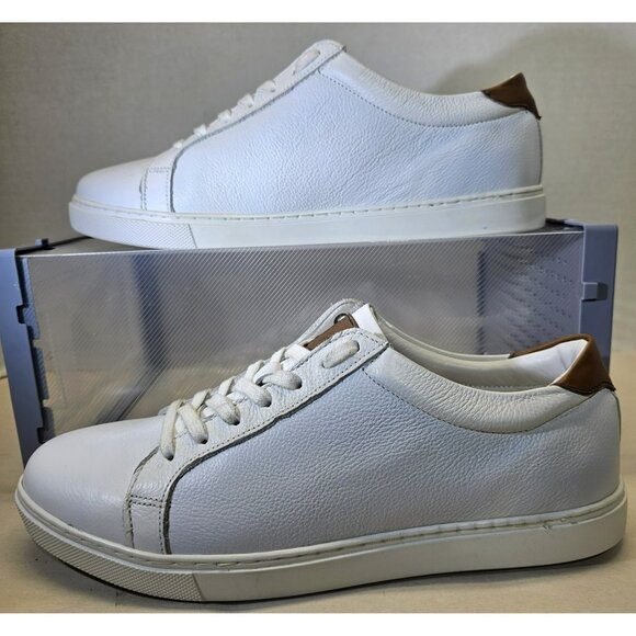 Allen Edmonds  Men's  White/Brown Leather  Courtside  Comfort Sneaker Size 8.5E - Picture 1 of 16